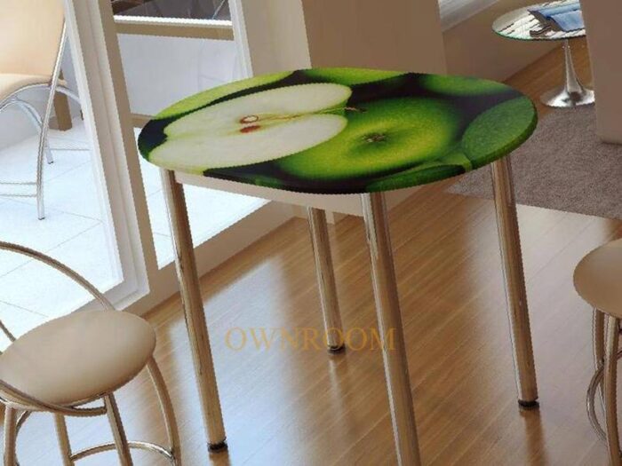Стол обеденный с принтом зеленое яблоко